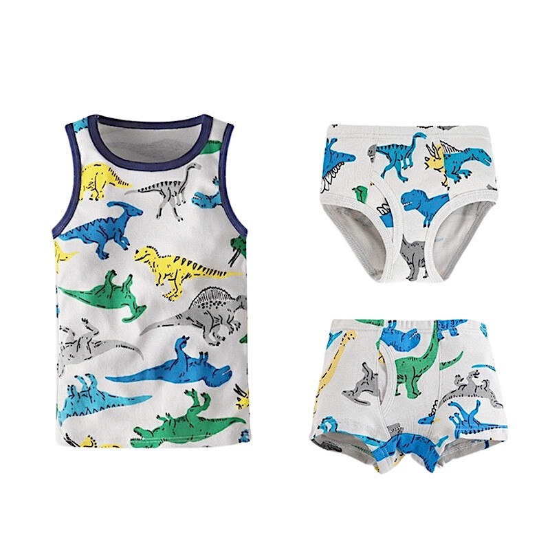 Toddler Kids 3 piece Set Tank top Brief Boxer Dino SET 2